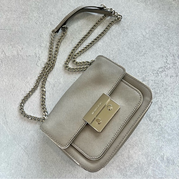 MICHAEL Michael Kors Handbags - Michael Kors Grey cross body messenger bag with silver chain